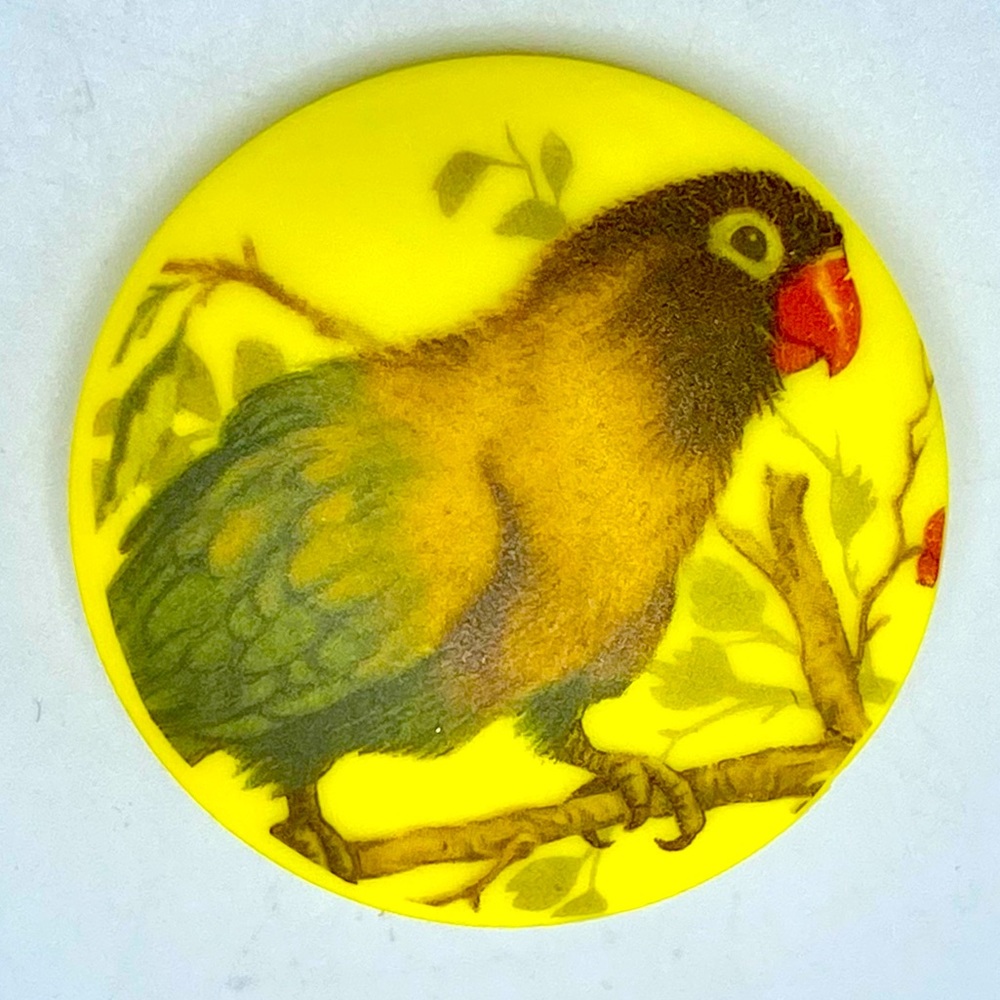 Vintage Bird Bohemian Glass Button Hand Painted